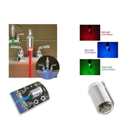 AG26 WASSERHAHNKAPPE LED FARBIGES WASSER 3 FARBEN