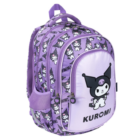 KUR1 Schulrucksack „Kuromi“ von Sanrio, violett, Original-Lizenzprodukt von St. Majewski, 22 l, 4 Fächer