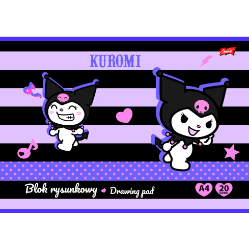 KUR6 Zeichenblock „Kuromi“ von Sanrio, A4, 20 Blatt, gestrichener Einband, 80 g/m², St. Majewski