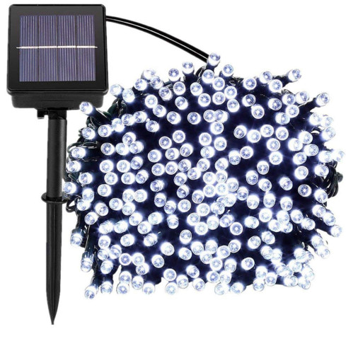 TG63191-1 Weihnachtsbaumbeleuchtung, 200 LEDs, solarbetrieben, kaltweiß, für den Außenbereich, mit Erdspieß
