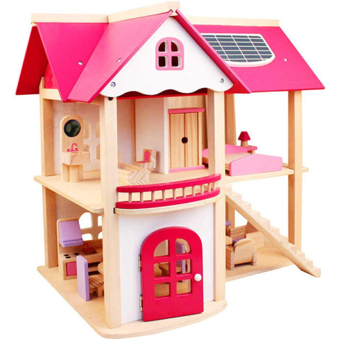 Tg50056 Puppenhaus aus Holz große Möbel rosa
