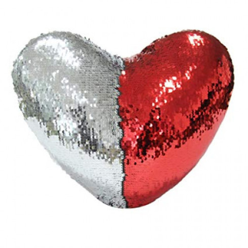 48329S KISSEN HERZ PAILLETTEN SILBER VALENTINSTAG