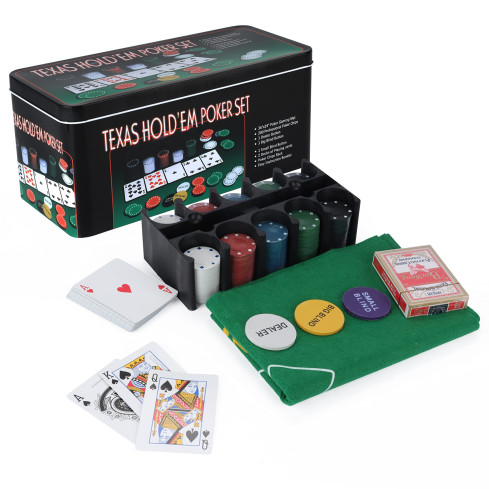 ZW33 Poker-Set, 200 Teile, mit Spielmatte und Texas-Karten