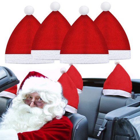 TG76548 Kopfstützenbezüge für das Auto, Weihnachtsmann-Mütze, 4er-Set