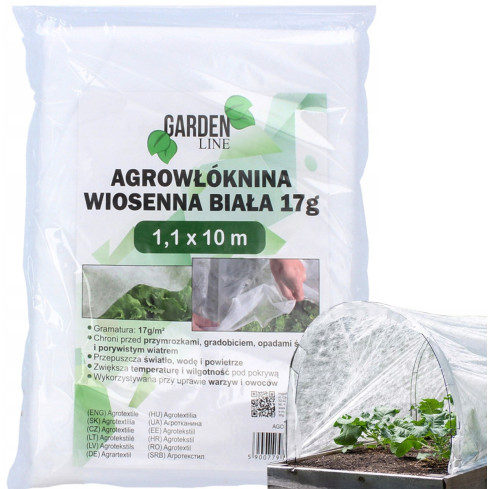 AGO2050 AGRICULTURAL GARDEN COVERING FIBER 1.1 x 10 M SPRING WHITE 17g