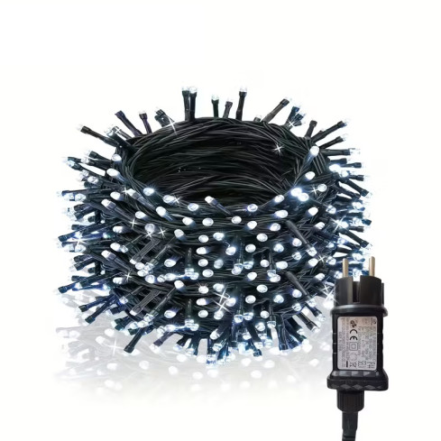 LED-Lichterkette 500 L, kaltweiß, Weihnachtsbaum, Weihnachtsbeleuchtung, für drinnen und draußen, 3+25 m