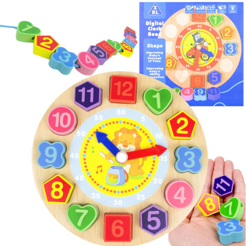 TG50015 HOLZ LERNUHR ZAHLEN BLÖCKE PUZZLES