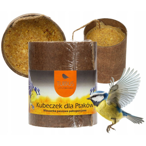 Vogelfutterbecher mit „Turdus“ 400 g – energiereiches Futter für den Winter