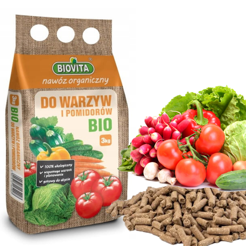 Organischer Dünger für Gemüse und Tomaten, natürlich, BIO, Granulat, Biovita 3 kg