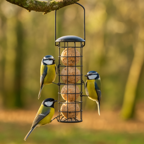 TG80441 Vogelfutterstelle aus Metall, Korb für Fettkugeln, Futter, Balkon