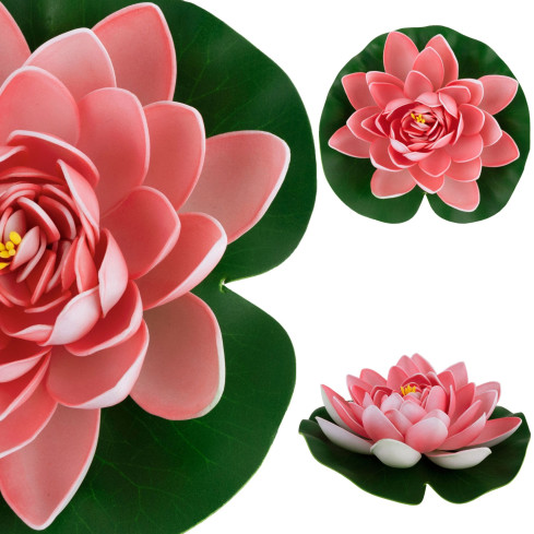 Wasserlilie, schwimmende Kunstblume, Lotusblume, für den Teich, aus Schaumstoff, rosa