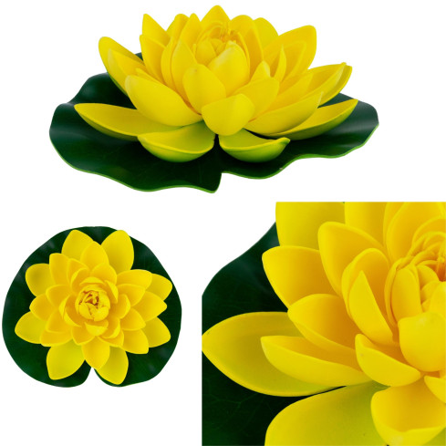 Wasserlilie, schwimmende Kunstblume, Lotusblume, für den Teich, aus Schaumstoff, gelb