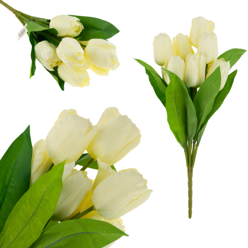CV10614-10 STRAUSS MIT 9 KÜNSTLICHEN ECRU-WEISSEN TULPEN