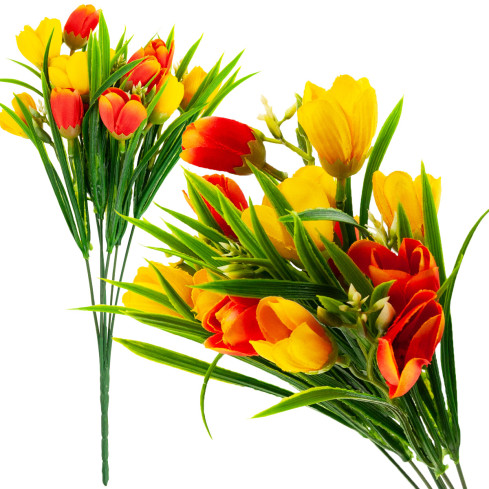 CV13987-3 Krokusse im Gras, Krokus-Strauß, Kunstblumen, Frühlingsdekorationen, Gesteck
