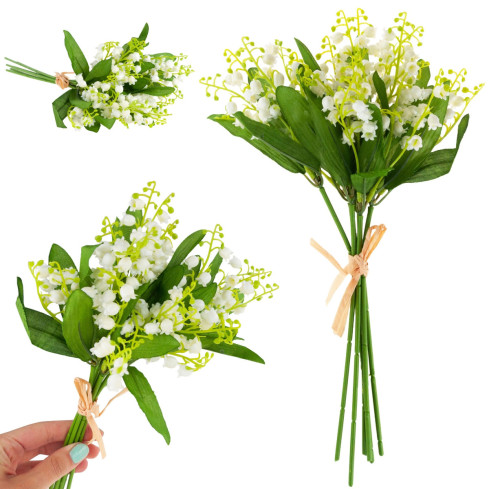CV14431 Maiglöckchen-Strauß, Zweig, weiße Kunstblumen