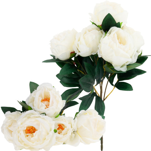 CV15008-1 STRAUSS VON 5 PFINGSTROSEN PFINGSTROSE KÜNSTLICHE BLUMEN WEISS