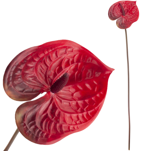 CV15803-5 GUMMI-ANTHURIUM ROT 60 CM KUNSTBLUMEN