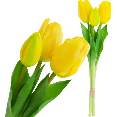 CV17690-3 LUX FARBIGE SILIKON TULPE STRÄUSSE 3ST LUX GELBE TULPEN ALS LIVE