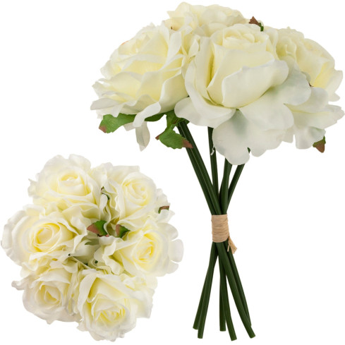 CV21919-1 STRAUSS ROSEN KÜNSTLICHE BLUMEN 6PCS SCHÖN WEISS ECRU