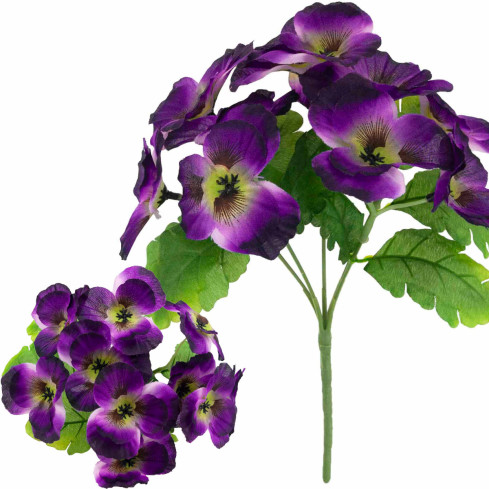 CV26367-4 Stiefmütterchen, dichter Strauß aus Stiefmütterchen, künstliche Blumen, Stiefmütterchenzweige im Strauß