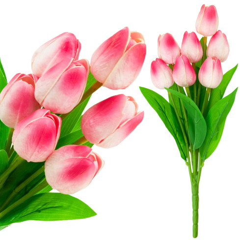 CV26807-8 Frothy TULIPAN BUNCH X7 dew ARTIFICIAL TULIPS IN A BUNCH