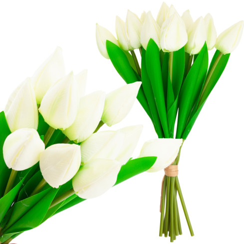 CV27025-1 Tulpen, ein Strauß Tulpen, wunderschön wie echte Tulpen, weiße Blüten, 12 Blüten