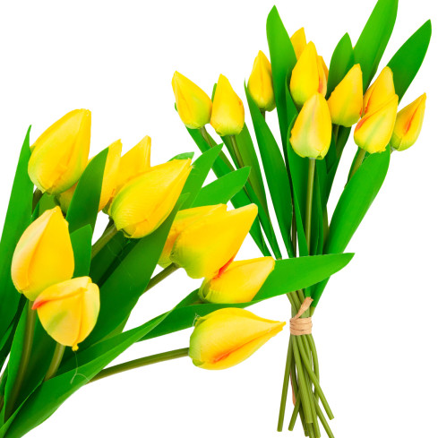 CV27025-3 Tulpe, großer Tulpenstrauß X12, gelb, Kunstblumen, Tulpen im Strauß