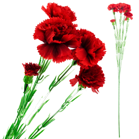 Nelkenzweig, Nelkensträußchen, Kunstblumen, naturgetreu, rot, 60 cm