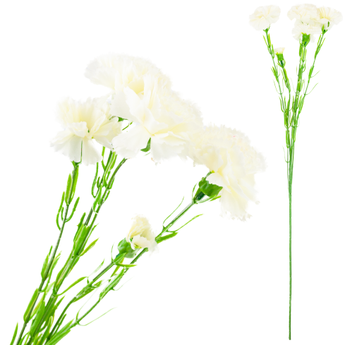 Nelkenzweig, Nelkensträußchen, Kunstblumen, naturgetreu, weiß, 60 cm