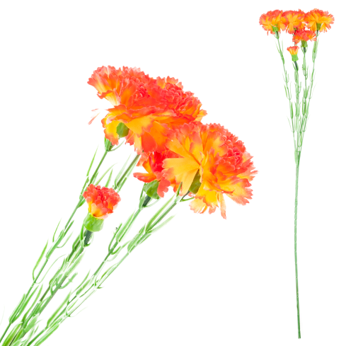 Nelkenzweig, Nelkensträußchen, Kunstblumen, naturgetreu, orange, 60 cm