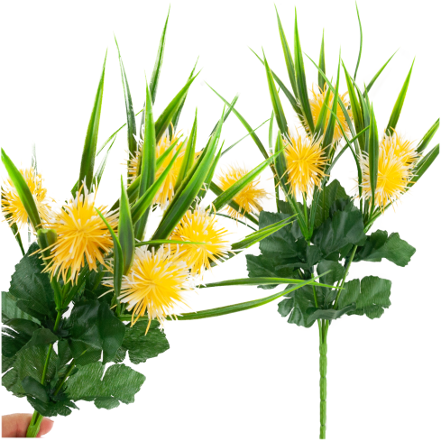 CV31741-2 ZIERZWEIG GRÄSER BLÄTTER DISTEL BLUMEN GELB