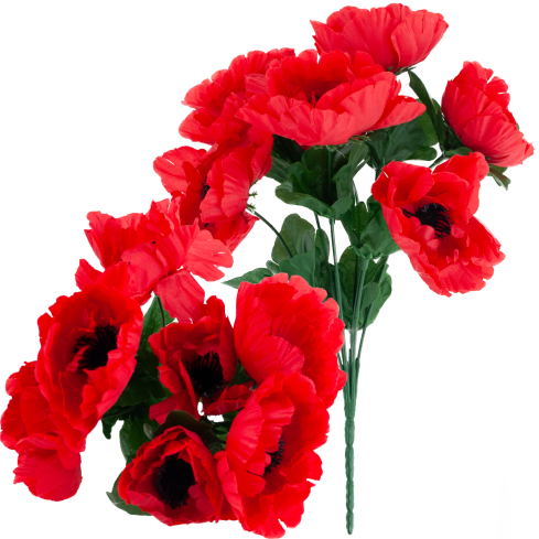 Mohnblumen-Dekorationsstrauß, Kunstblumen, Frühlingsdekoration, rot, 7 Blüten