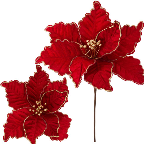 CV34186-6 Weihnachtsstern, Poinsettia-Blüte für den Weihnachtsbaum, groß, auf einem Stiel, Dekoration