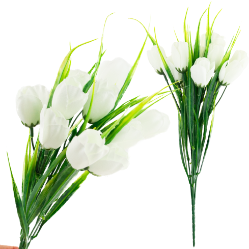 CV35281-1 KÜNSTLICHER KROKUS STRAUSS WEISS 10 KÖPFE 35 CM FRÜHLING 5 ZWEIGE