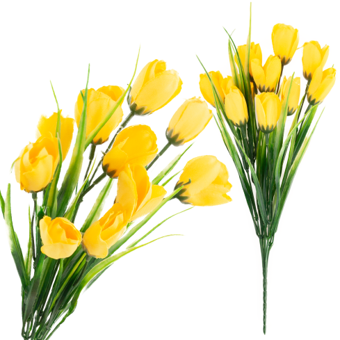 CV35281-2 KÜNSTLICHER KROKUS STRAUSS GELB 10 KÖPFE 35 CM FRÜHLING 5 ZWEIGE