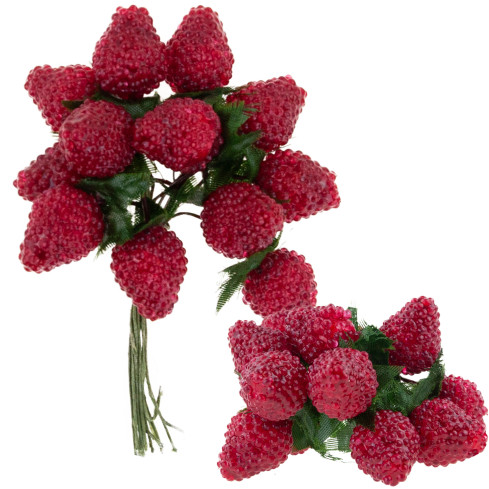 Ein Strauß aus künstlichen Früchten, Himbeeren und Brombeeren auf einem Stiel, Dekoration für einen Gesteck, 12 Früchte