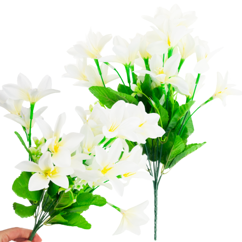 CV38046-1 SAFRAN BOUQUET 7 ZWEIGE BLÄTTER GRAS WEISS DICHT