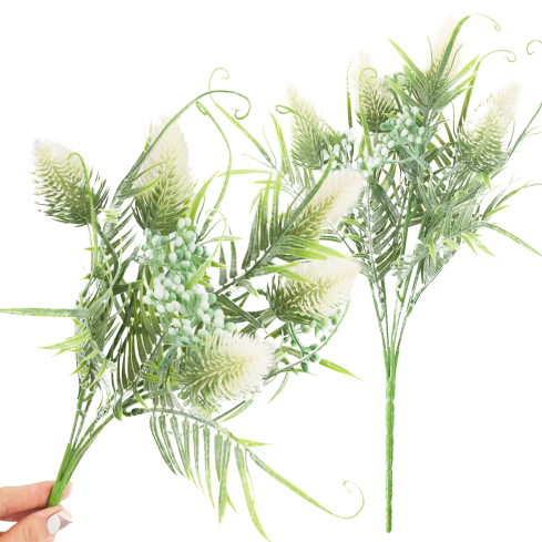 CV38674-1 BUNCH GRASBLÄTTER OSET BLUMEN x 5 WEISS