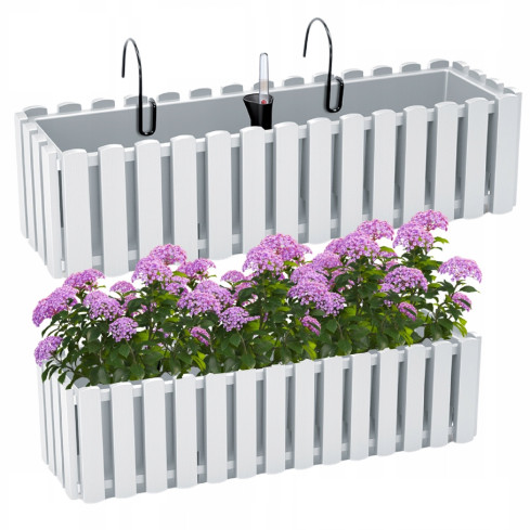 Balkonkübel, Gartentopf, weiß, Boardee Fencycase, 10 l