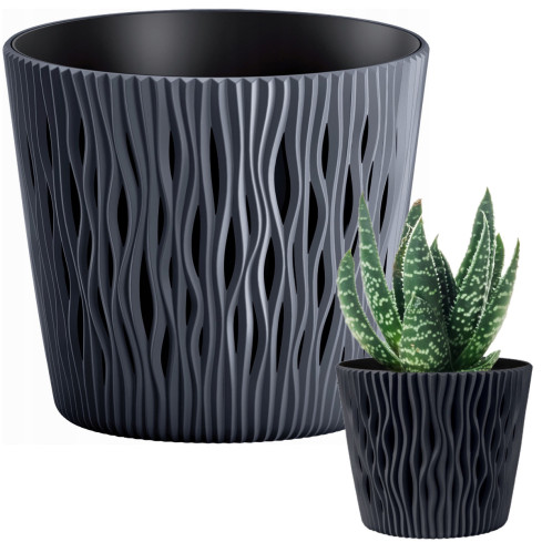 DSR160-S433 16CM SANDY anthrazit dekorativer Blumentopf mit 1,7L Vorratsbehälter