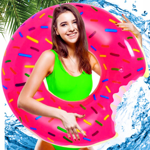 TG48122R STRAND AUFBLASBARE RAD DONUT ROSA