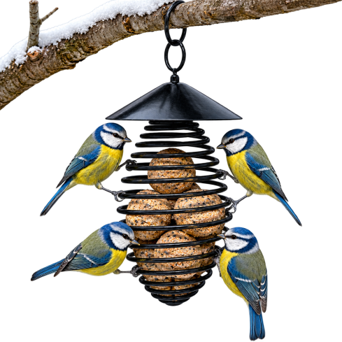 Vogelhäuschen aus Metall für Fettkugeln, oval