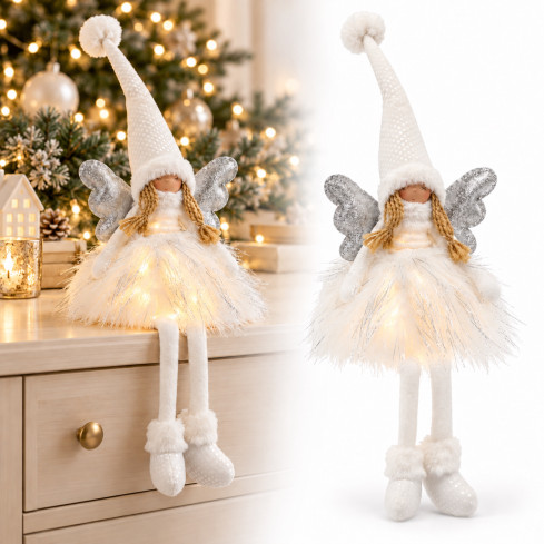 GOT1605 Engel mit baumelnden Beinen, LED-Weihnachtsdekoration, Engelsfigur