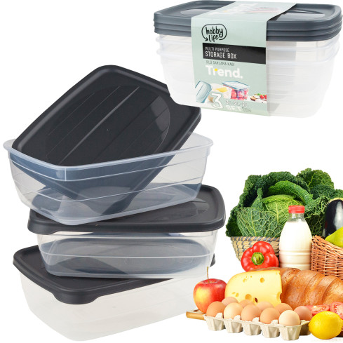 HOB021017 3ER-SET 2L RECHTECKIGE LEBENSMITTELBEHÄLTER