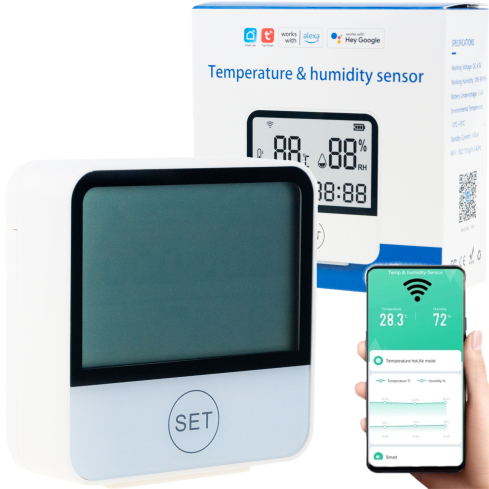 IM016 THERMOMETER WETTERSTATION DRAHTLOS HYGROMETER UHR WIFI TUYA