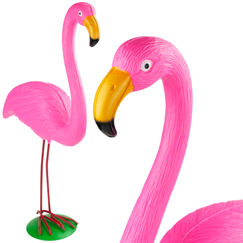 Gartenfigur, Dekoration für den Garten, wie ein lebender Flamingo, der da steht