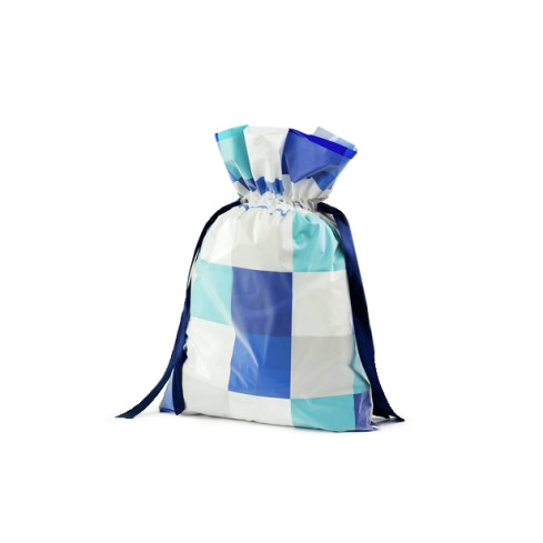 1277 BLAUE QUADRATE GESCHENKTÜTE L 40X56