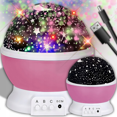 TG56632-2 Nachtlicht mit Sternenhimmel-Projektor, um 360° drehbar, rosa