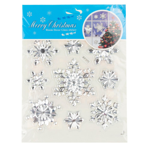MC79145 WEIHNACHTLICHE FENSTERAUFKLEBER SILBERNE SCHNEEFLOCKEN