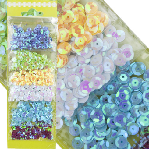 TG54954 Pailletten-Set zur Dekoration, gebrochene Pailletten, 6 mm, dekorativ, X6FARBEN